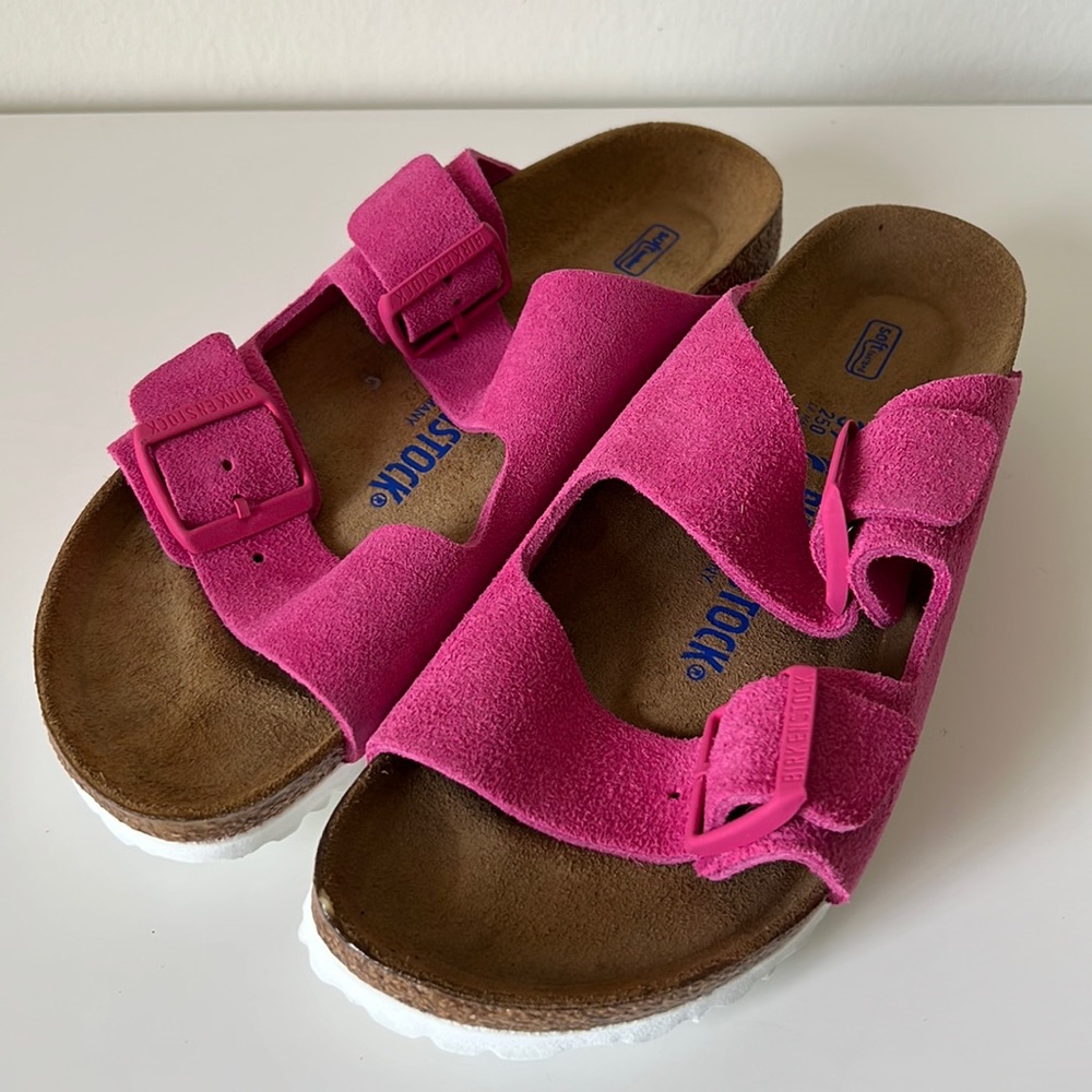 Birkenstock Arizona BS Narrow Fit Sandal Fuchsia Tulip Size 8 Women’s Shoe